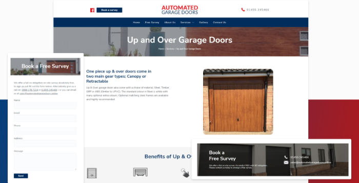 Essential elements of website - Automated Garage Doors example