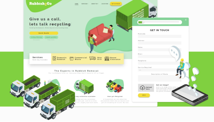 Essential elements of website - Rubbish 2 Go example